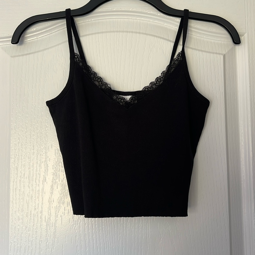 Topshop Lace Trim Cropped Tank Top